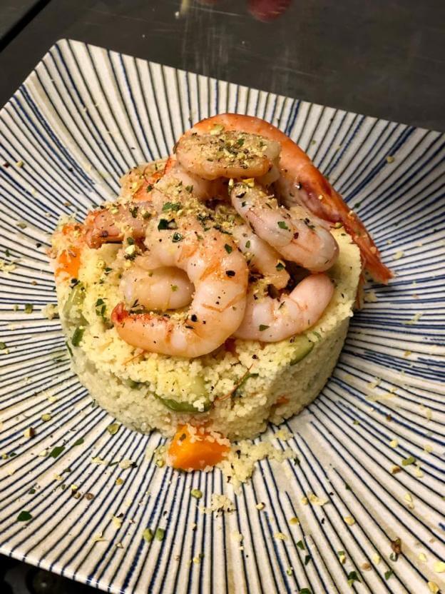 Cous cous con gamberi e verdure Cous cous con gamberi e verdure