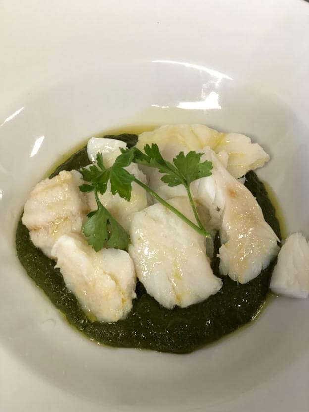 Baccalà su crema di cime di rapa Baccalà su crema di cime di rapa